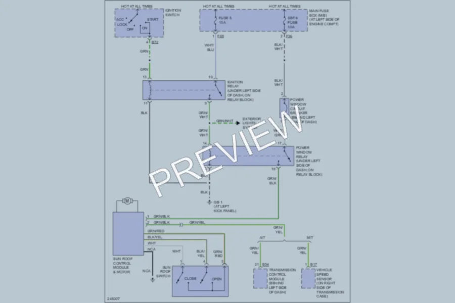 2006 Subaru Forester Power Top Sunroof wiring diagram preview