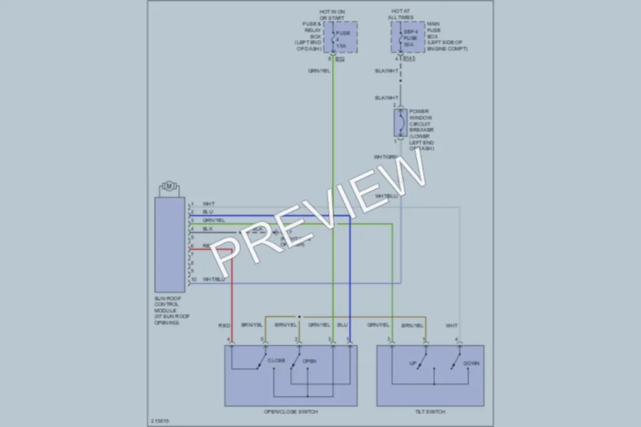 2006 Subaru Legacy Power Top Sunroof wiring diagram preview