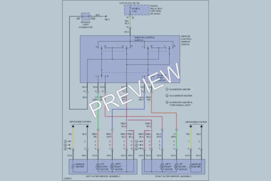 2006 Subaru Outback Power Mirrors wiring diagram preview