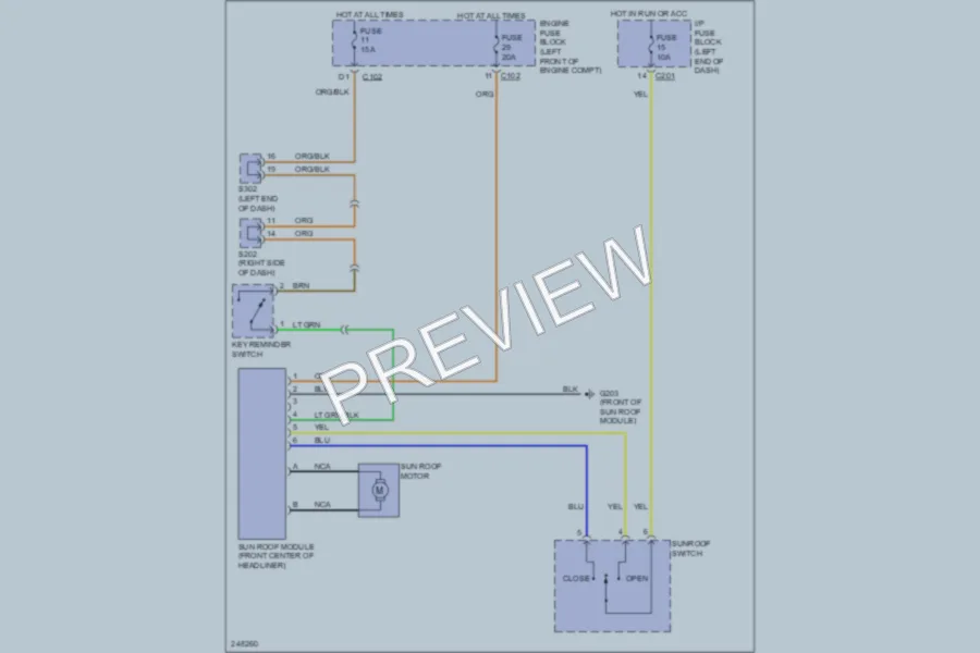 2006 Suzuki Verona Power Top Sunroof wiring diagram preview