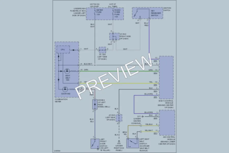 2006 Suzuki XL7 Warning Systems wiring diagram preview