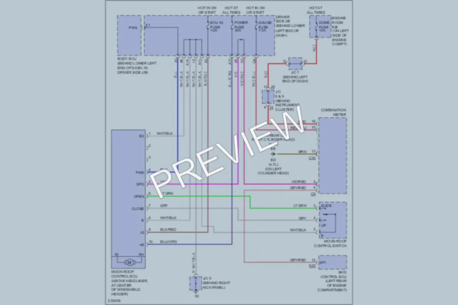 2006 Toyota 4Runner Power Top Sunroof wiring diagram preview