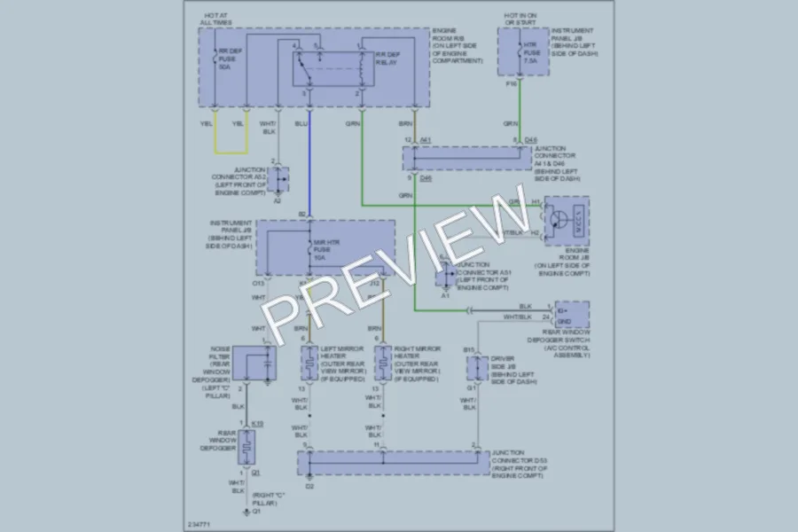 2006 Toyota Avalon Defoggers wiring diagram preview