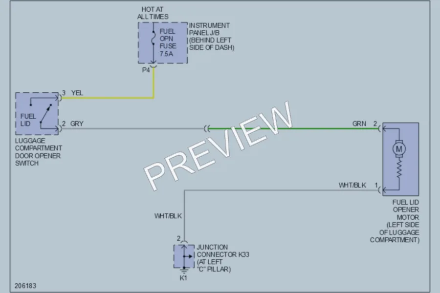 2006 Toyota Avalon Trunk Tailgate Fuel Door wiring diagram preview