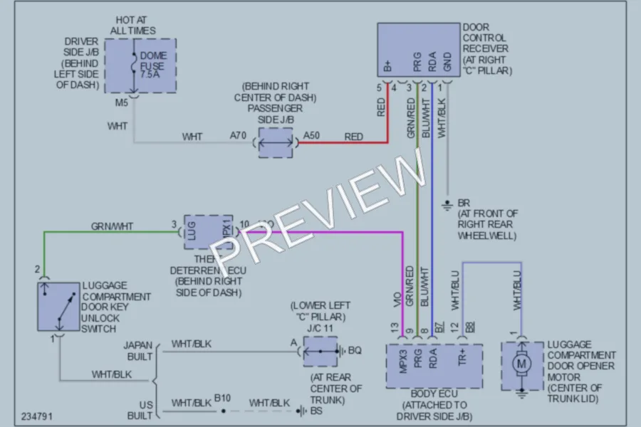 2006 Toyota Camry Trunk Tailgate Fuel Door wiring diagram preview