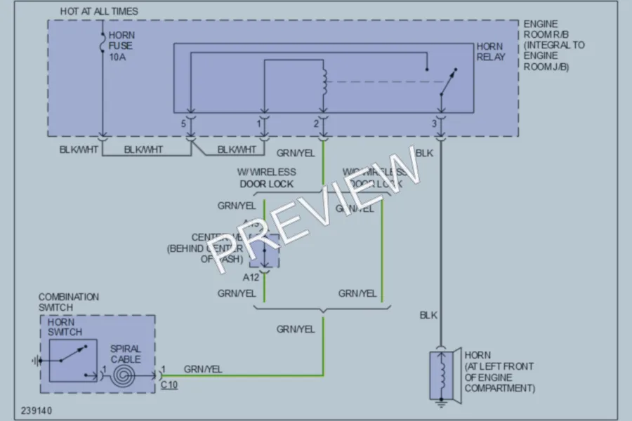 2006 Toyota Corolla Horn wiring diagram preview