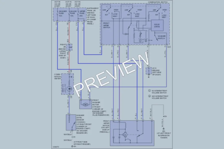 2006 Toyota Corolla Wiper Washer wiring diagram preview