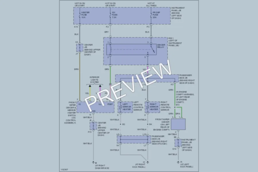 2006 Toyota Highlander Defoggers wiring diagram preview