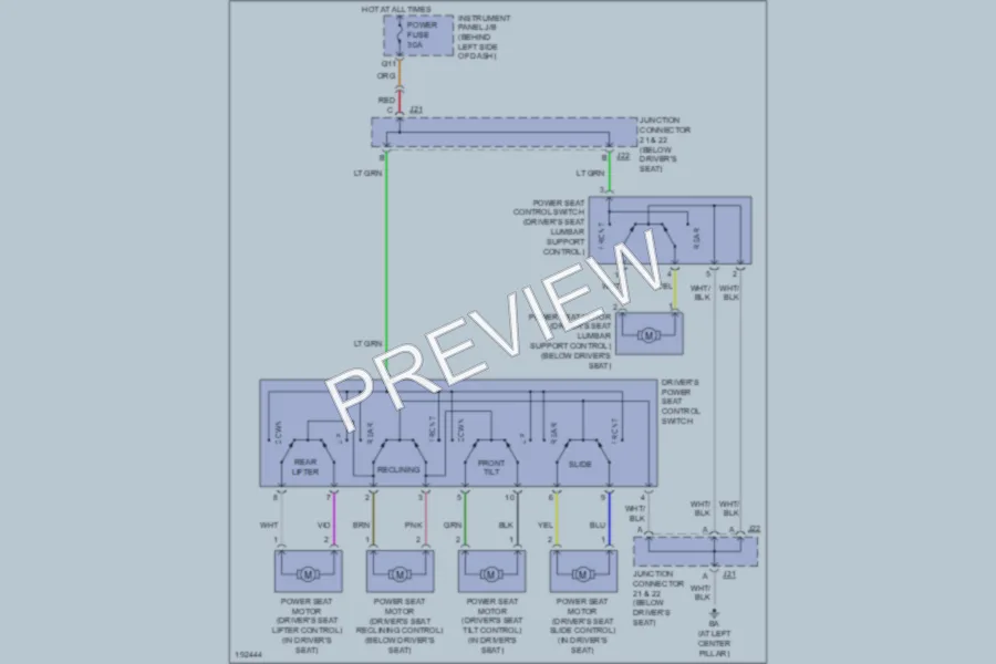 2006 Toyota Highlander Power Seats wiring diagram preview