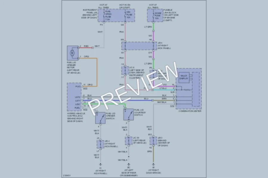2006 Toyota Highlander Trunk Tailgate Fuel Door wiring diagram preview