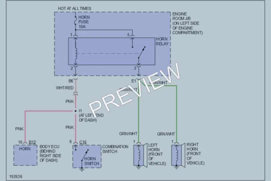 2006 Toyota HighlanderHybrid Horn wiring diagram preview