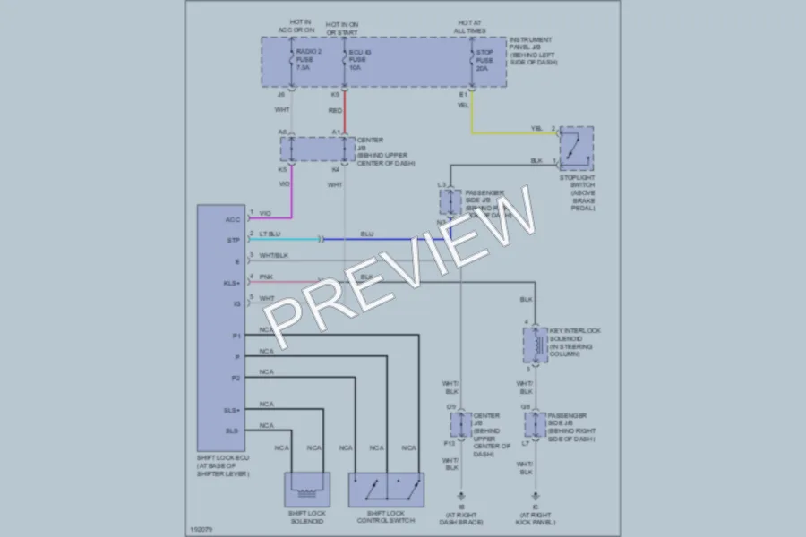 2006 Toyota HighlanderHybrid Shift Interlock wiring diagram preview