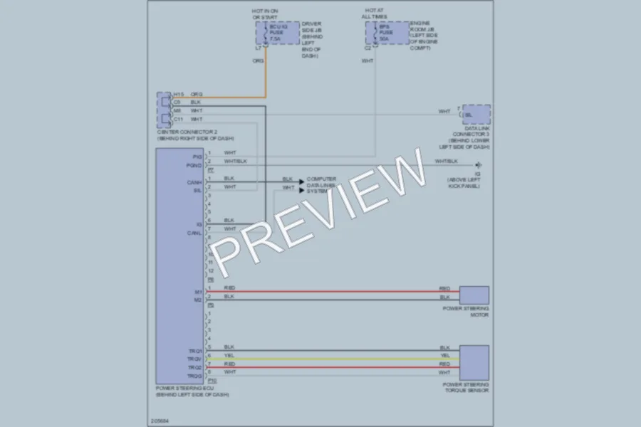 2006 Toyota Prius Electronic Power Steering wiring diagram preview