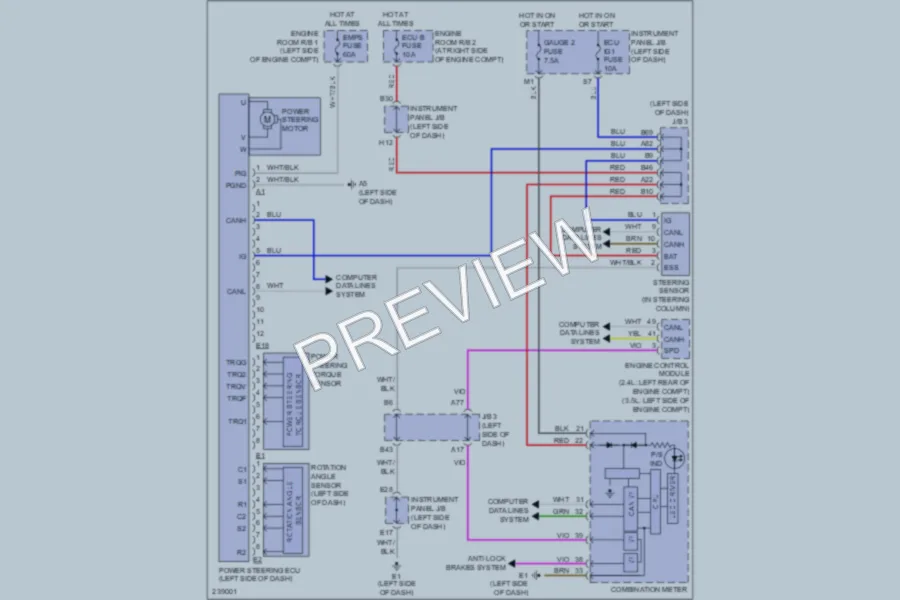 2006 Toyota RAV4 Electronic Power Steering wiring diagram preview