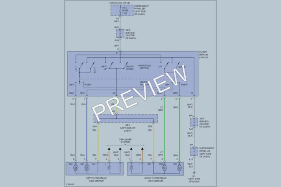 2006 Toyota RAV4 Power Mirrors wiring diagram preview