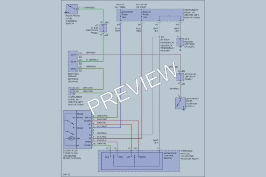 2006 Toyota Sequoia Power Top Sunroof wiring diagram preview