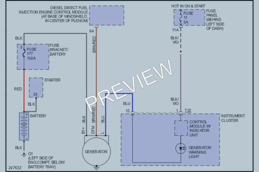 2006 Volkswagen Golf Starting Charging wiring diagram preview