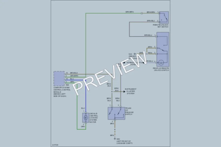 2006 Volkswagen Golf Trunk Tailgate Fuel Door wiring diagram preview