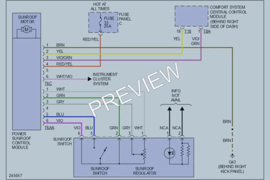 2006 Volkswagen Jetta Power Top Sunroof wiring diagram preview