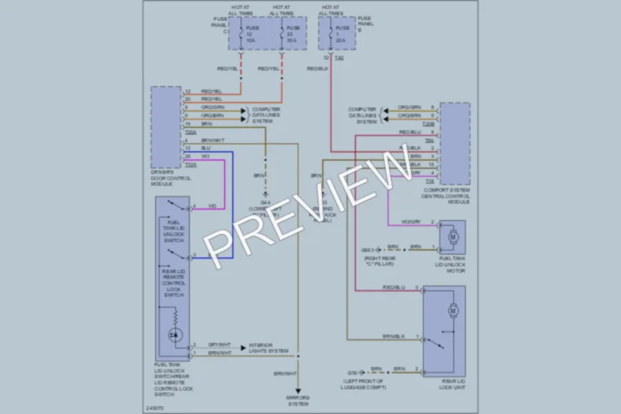 2006 Volkswagen Jetta Trunk Tailgate Fuel Door wiring diagram preview