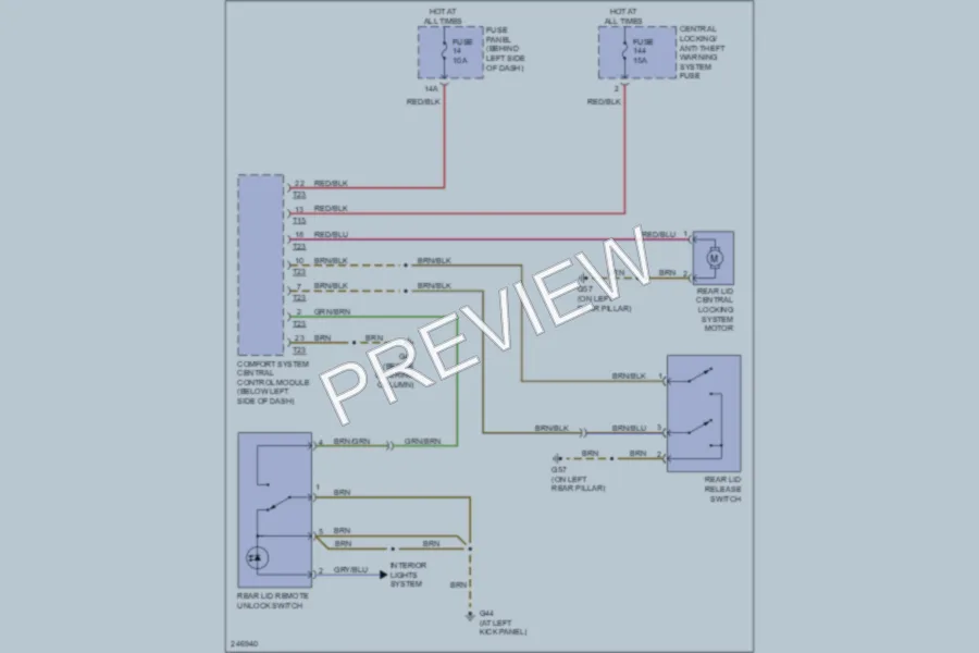 2006 Volkswagen NewBeetle Trunk Tailgate Fuel Door wiring diagram preview