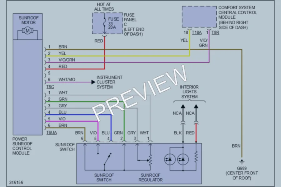 2006 Volkswagen Passat Power Top Sunroof wiring diagram preview