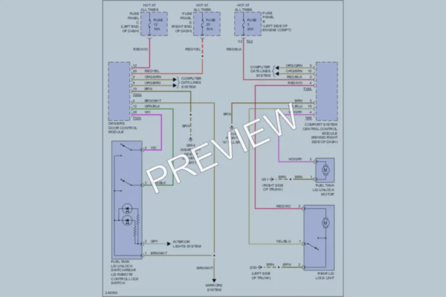 2006 Volkswagen Passat Trunk Tailgate Fuel Door wiring diagram preview