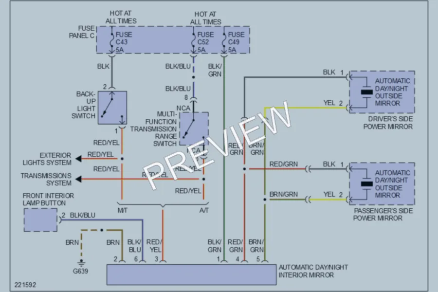 2006 Volkswagen Touareg Power Mirrors wiring diagram preview
