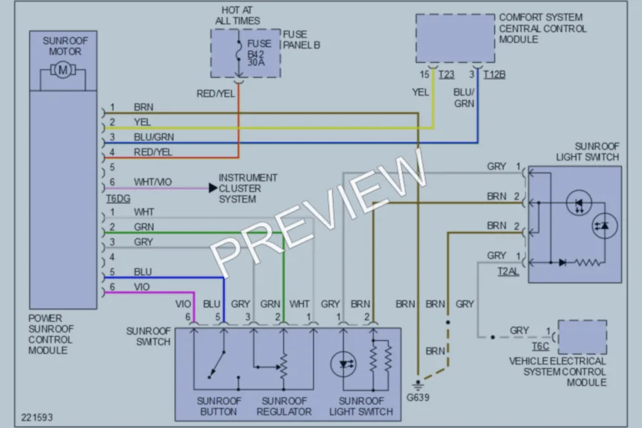 2006 Volkswagen Touareg Power Top Sunroof wiring diagram preview