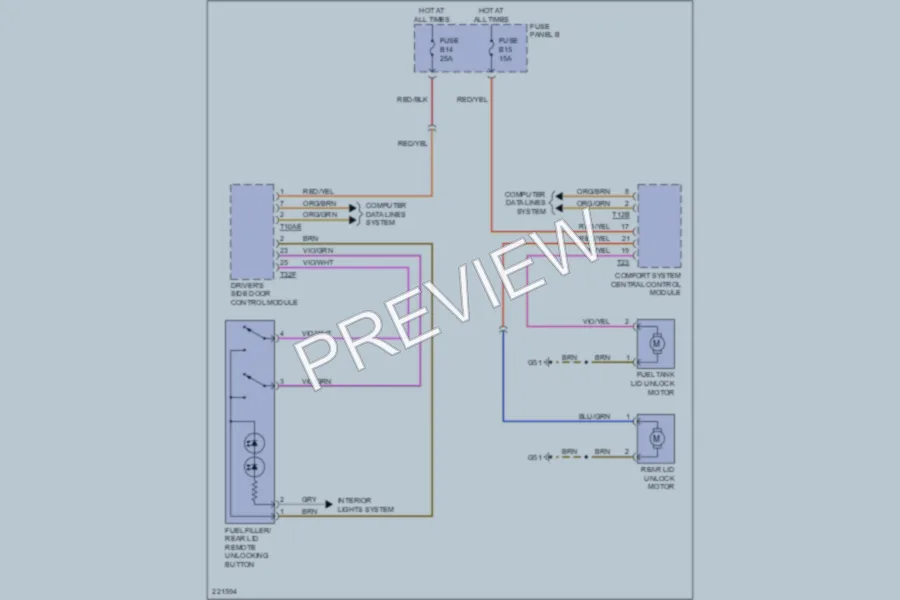 2006 Volkswagen Touareg Trunk Tailgate Fuel Door wiring diagram preview