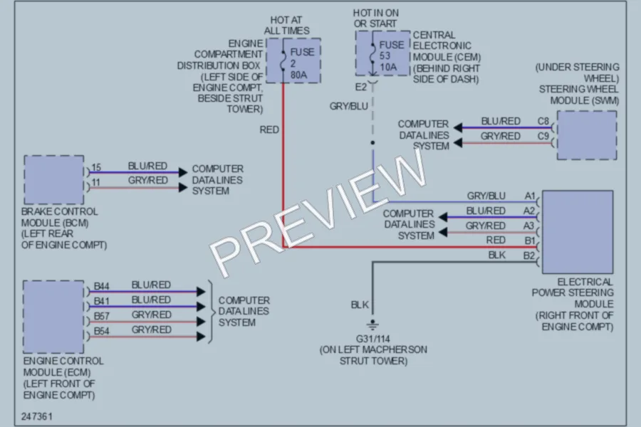 2006 Volvo C70 Electronic Power Steering wiring diagram preview