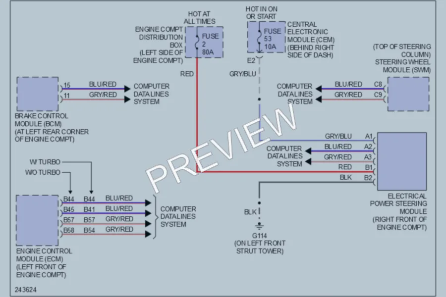 2006 Volvo S40 Electronic Power Steering wiring diagram preview