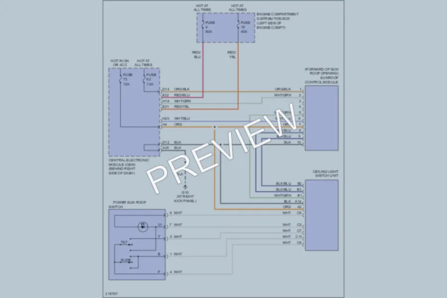 2006 Volvo V50 Power Top Sunroof wiring diagram preview