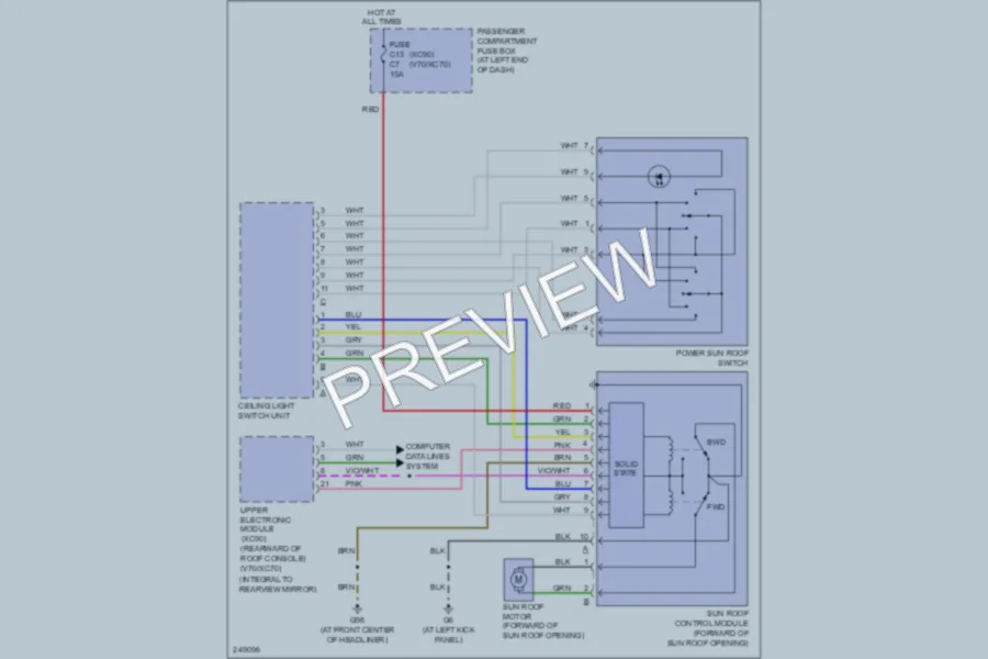 2006 Volvo XC70 Power Top Sunroof wiring diagram preview