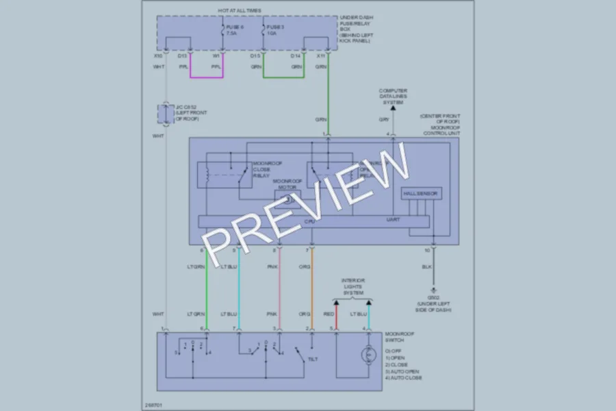 2007 Acura MDX Power Top Sunroof wiring diagram preview