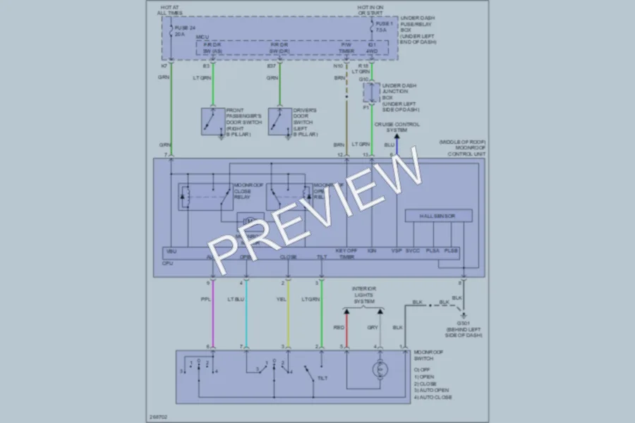 2007 Acura RDX Power Top Sunroof wiring diagram preview