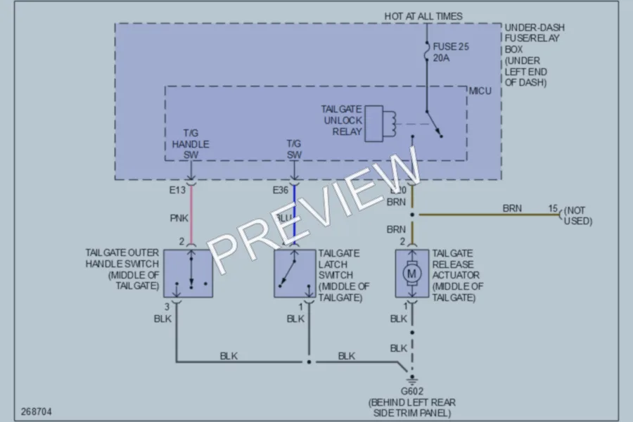 2007 Acura RDX Trunk Tailgate Fuel Door wiring diagram preview