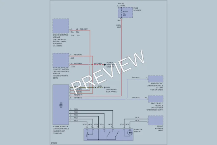 2007 Audi RS4 Power Top Sunroof wiring diagram preview