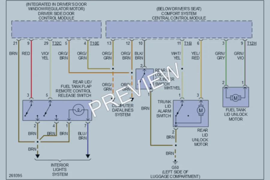 2007 Audi RS4 Trunk Tailgate Fuel Door wiring diagram preview