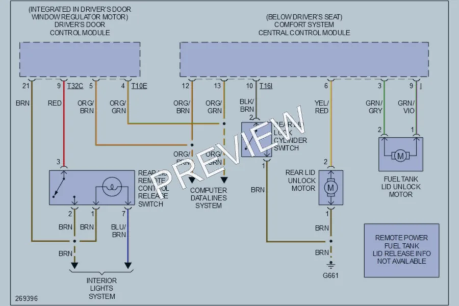 2007 Audi S4 Trunk Tailgate Fuel Door wiring diagram preview
