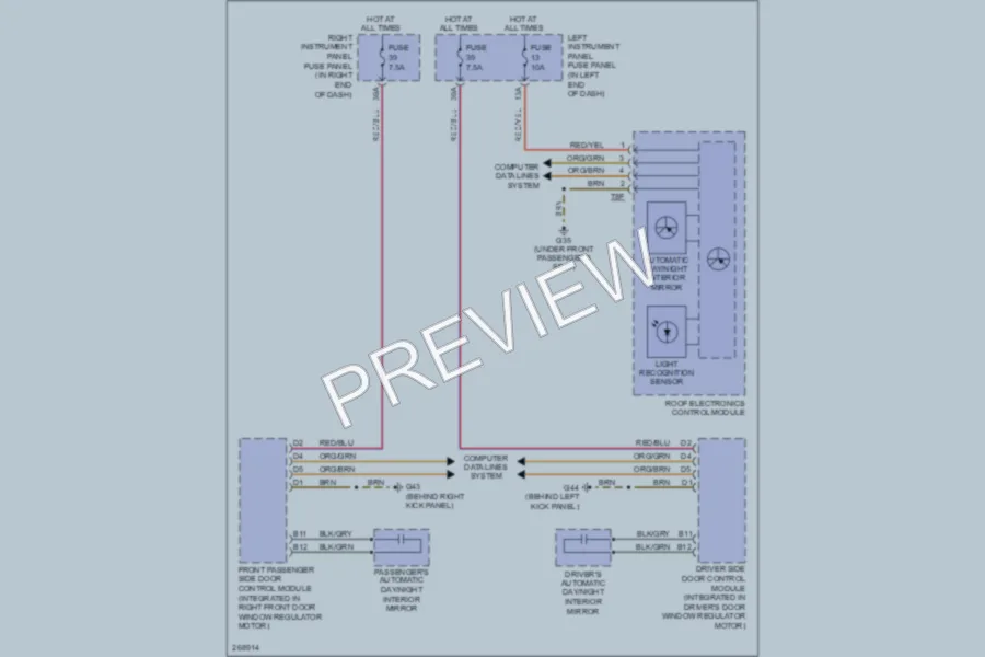 2007 Audi S8 Power Mirrors wiring diagram preview