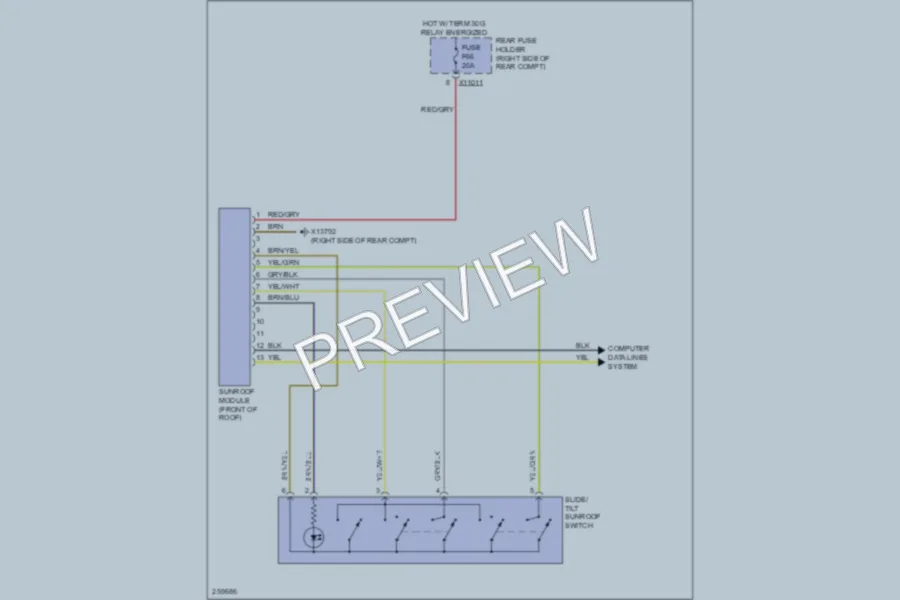 2007 BMW 525i Power Top Sunroof wiring diagram preview