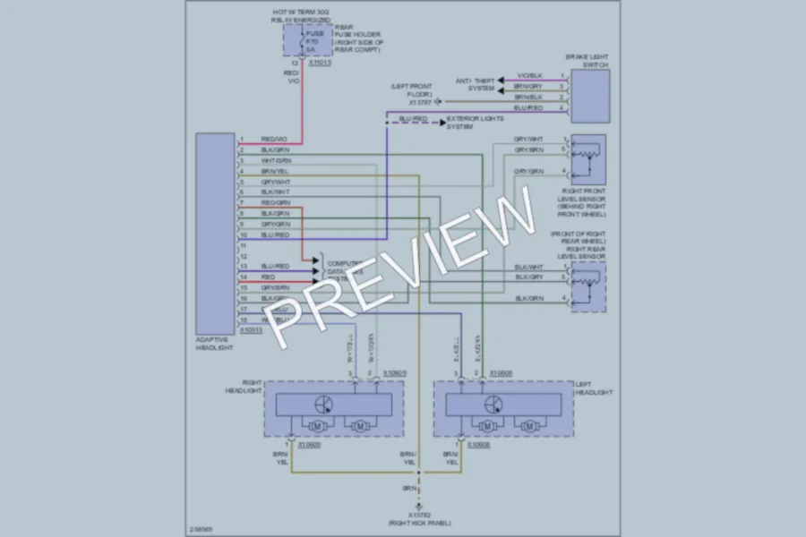 2007 BMW 530xi Headlights wiring diagram preview