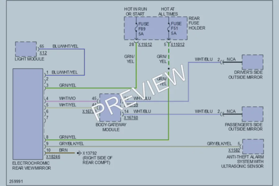 2007 BMW 550i Power Mirrors wiring diagram preview