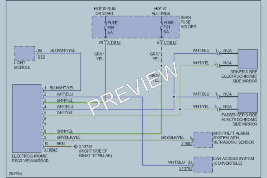 2007 BMW 650i Power Mirrors wiring diagram preview