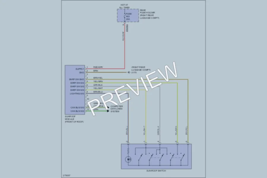 2007 BMW 750i Power Top Sunroof wiring diagram preview