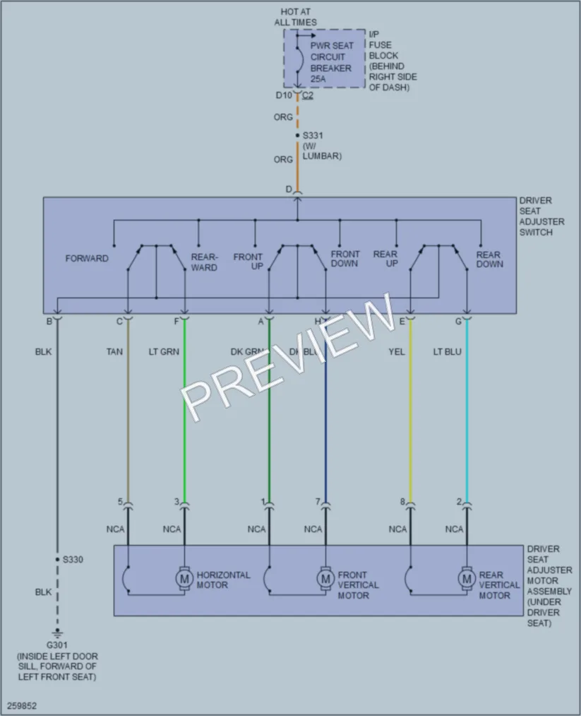 2007 Buick Allure Power Seats wiring diagram preview