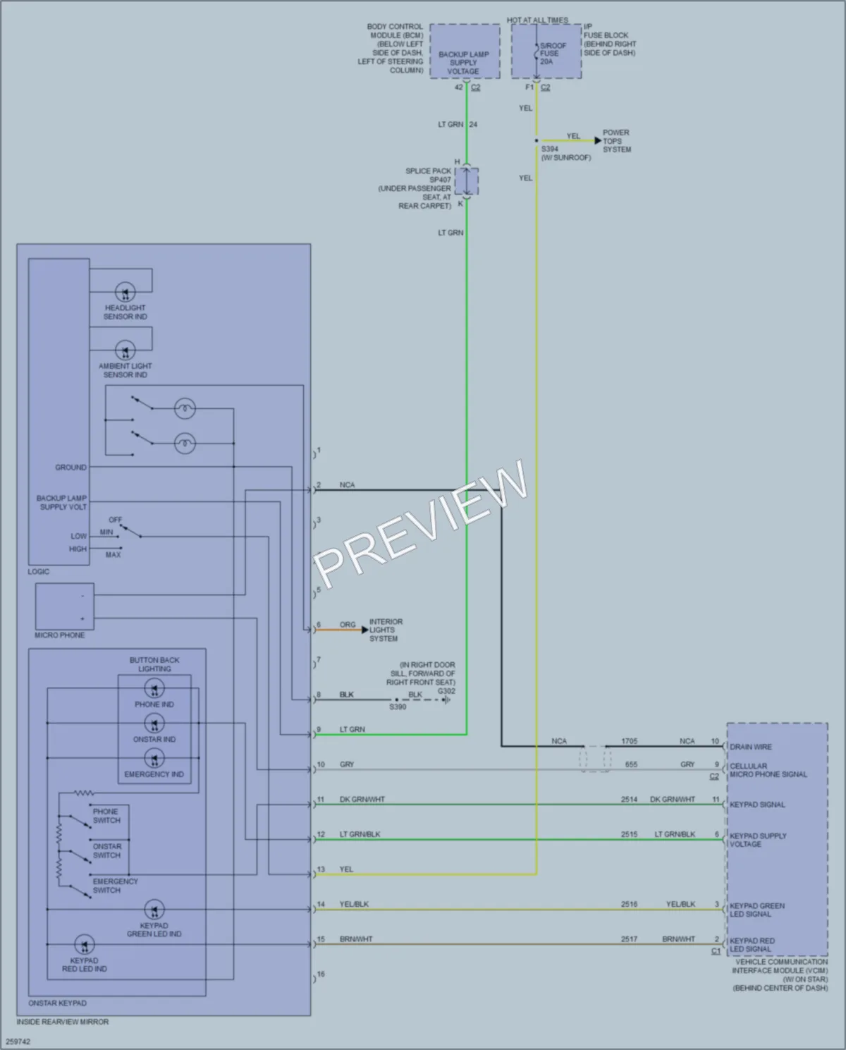 2007 Buick LaCrosse Power Mirrors wiring diagram preview