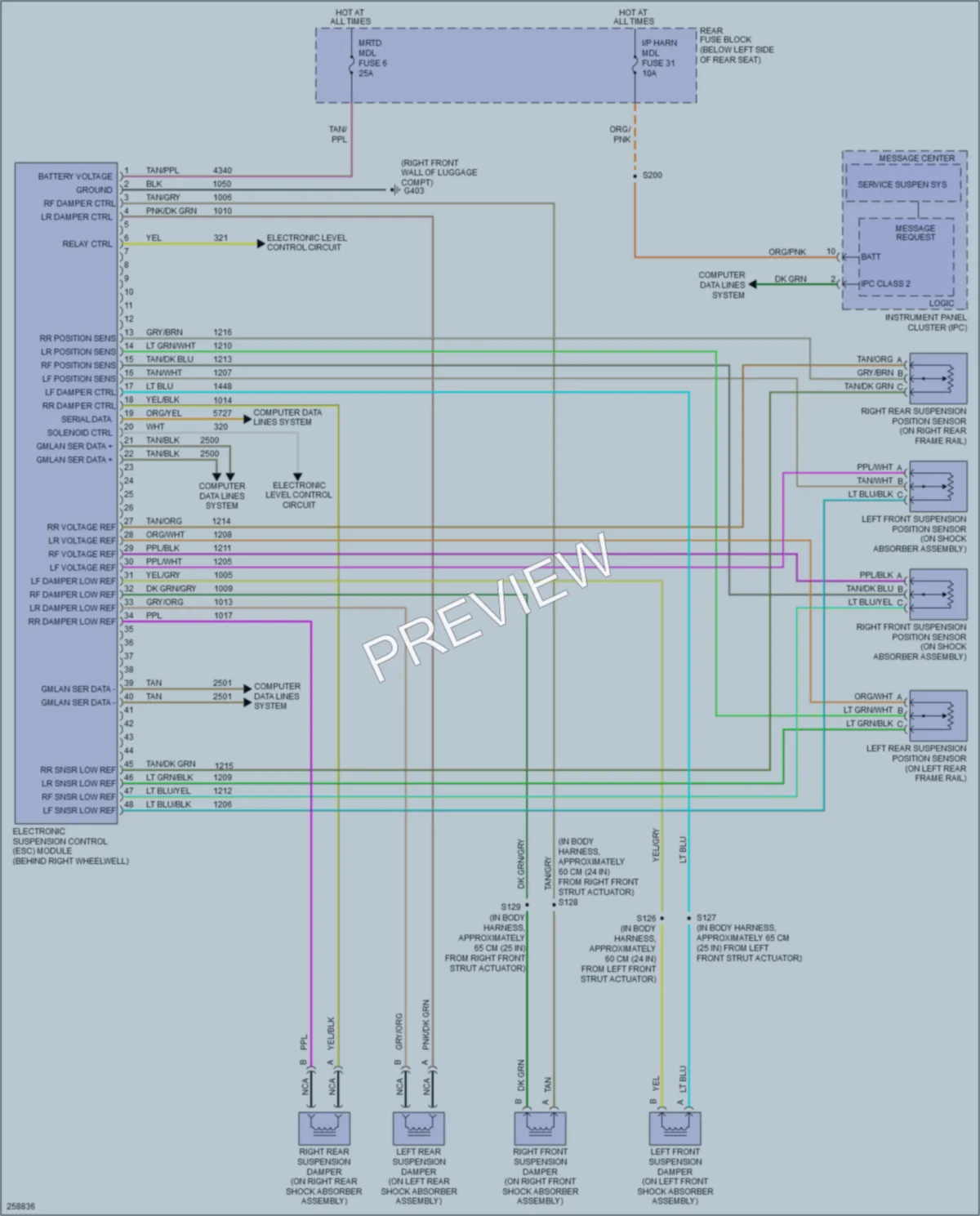 2007 Buick Lucerne Electronic Suspension wiring diagram preview