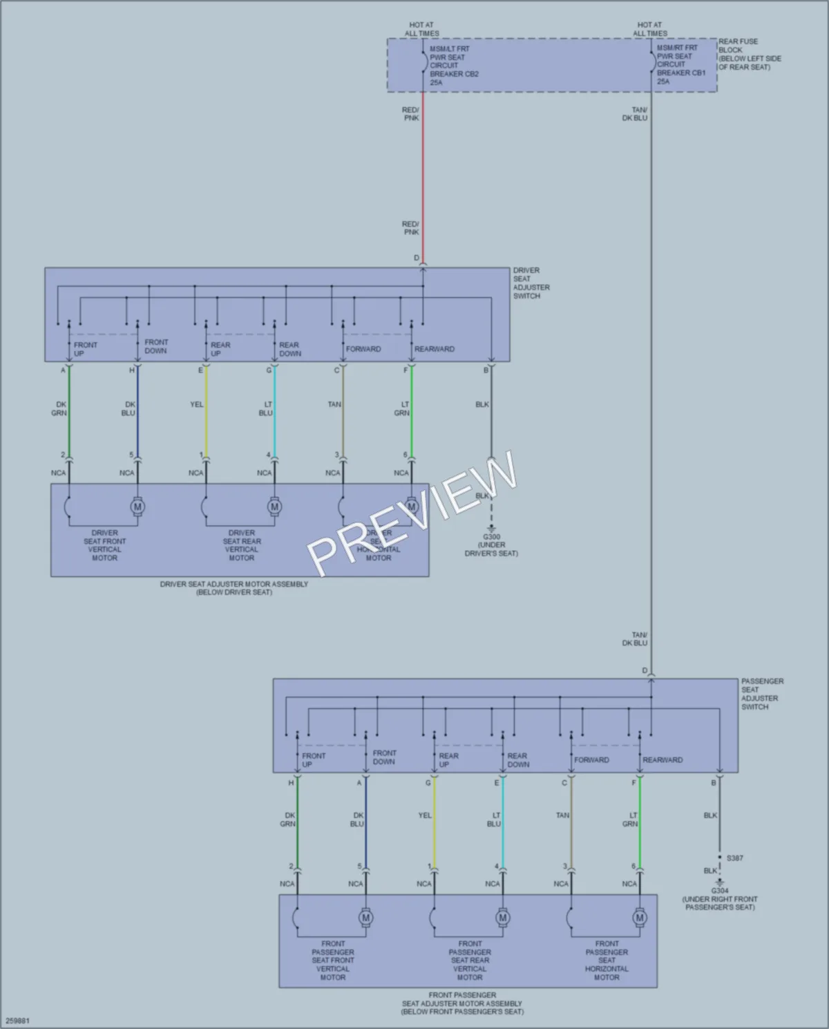 2007 Buick Lucerne Power Seats wiring diagram preview